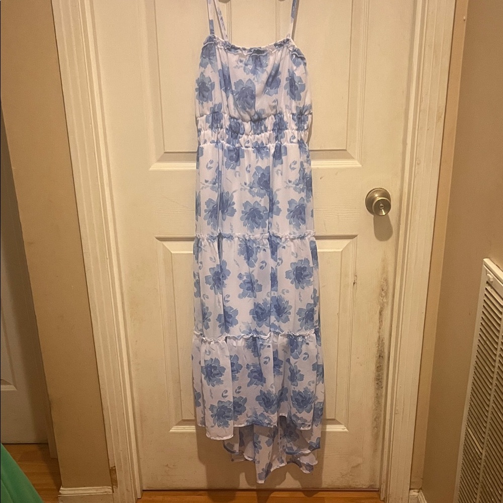 Floral Blue and White Maxi Dress